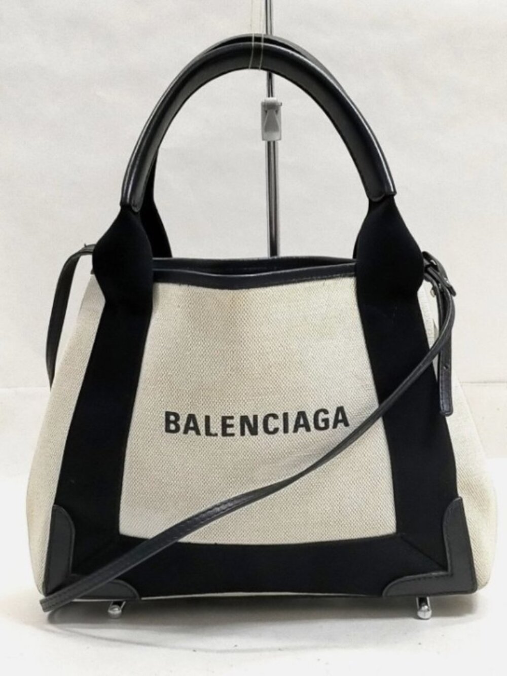 BALENCIAGA Cabas XS in Canvas and Calfskin Leather Crossbody Bag